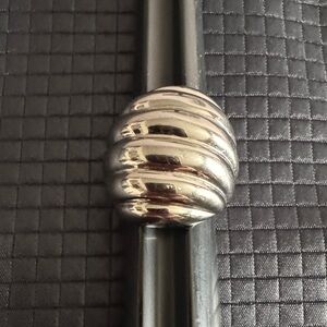 Stainless Steel ( Acero Inoxidable)Silver Ribbed Ring Size 6